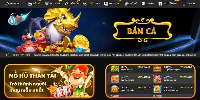 Kho slot game và bắn cá phong phú tại W88